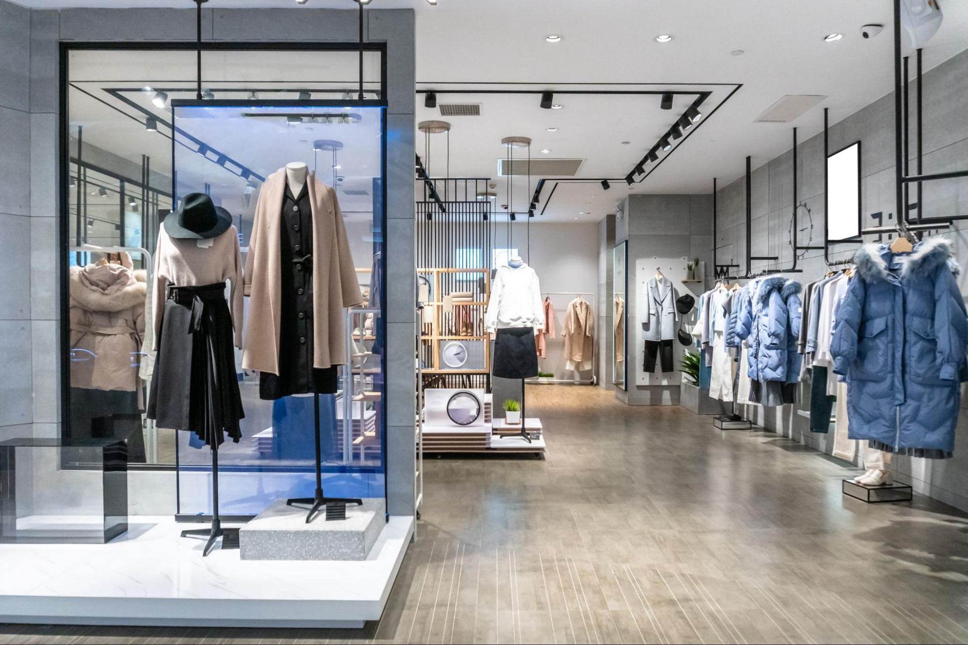 Retail interior with neutral colors and matte gray finishes by a painting company in Avondale, PA